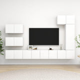 8 Piece TV Cabinet Set White Engineered Wood 3078716