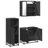 ZNTS 3 Piece Bathroom Furniture Set Black Engineered Wood 3300945