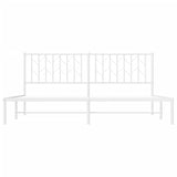 ZNTS Metal Bed Frame with Headboard White 183x213 cm 374491