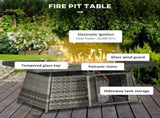 Seven-Piece Firepit Table Rattan Sofa Set - Grey T3398P315906