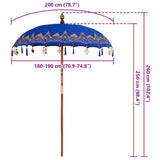 Balinese Parasol Blue x 260 cm Cotton and Wood 42006456