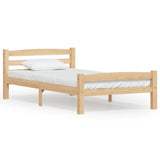 ZNTS Bed Frame without Mattress Solid Pinewood 100x200 cm 322062