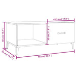 ZNTS Coffee Table White 90x50x40 cm Engineered Wood 812663