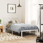 Metal Bed Frame without Mattress with Headboard White 75x190cm 376167