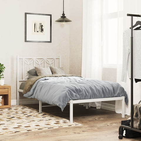 Metal Bed Frame without Mattress with Headboard White 75x190cm 376167