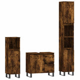3 Piece Bathroom Furniture Set Smoked Oak Engineered Wood 3190234