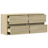 TV Wall Cabinet with LED Lights Sonoma Oak 100x31x45 cm 852294