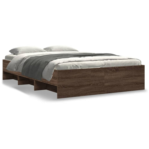 ZNTS Bed Frame without Mattress Brown Oak 140x190 cm Engineered Wood 3295687