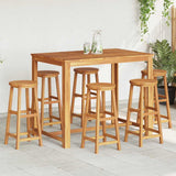 Bar Stool Set of 6 Solid acacia wood Standard Footrest 310287