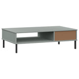 Coffee Table with Metal Legs Grey Solid Wood Pine OSLO 351037
