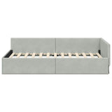 Corner Bed Frame Light Grey 90 cm x 200 cm Velvet 42016081