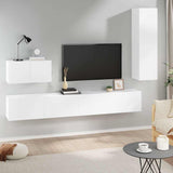 4 Piece TV Cabinet Set White Engineered Wood 3114326