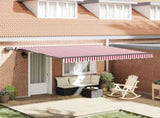 Retractable Awning Red and white 400 x 350 cm Fabric 3330756