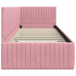 Corner Bed Frame with Headboard Pink 80 x 200 cm Velvet 42016249
