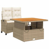 2 Piece Garden Dining Set with Cushions Beige Poly Rattan 3277415
