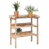 Plant Table with Shelves 78x38x82.5 cm Solid Wood Fir 156352