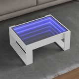 Coffee Table with Infinity LED White 70x53x30 cm 847630