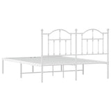 Metal Bed Frame without Mattress with Headboard White 150x200cm 353490