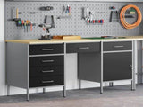 Work Cabinet with Drawer 3 pcs Black Engineered Wood and Steel 3321378