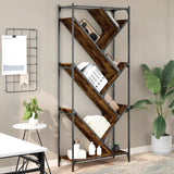Bookcase Smoked Oak 79x30x180 cm Engineered Wood and Metal 845433