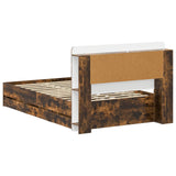 Bed Frame with Storage Smoked Oak 120 x 190 cm Engineered Wood 3434025