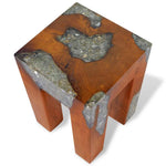 Stool Solid Teak Wood and Resin 243470