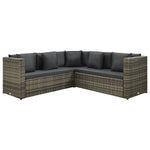 ZNTS 4 Piece Garden Lounge Set with Cushions Poly Rattan Grey 313138