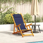 Folding Beach Chair with Armrests Blue Acacia Wood & Textilene 4108069
