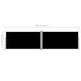 Side Awning Black Polyester with PU coating 160 x 600 cm 42178