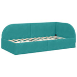Corner Bed Frame with Headboard Turquoise 90 x 190 cm Velvet 42016644