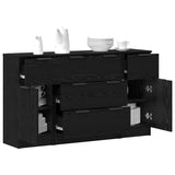 Sideboard with Drawer 3 pcs Black Oak Engineered Wood 3332538