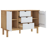 Sideboard OTTA Brown and White 113.5x43x73 cm Solid Wood Pine 348593