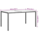 Garden Table 150x90x75 cm Tempered Glass and Poly Rattan Brown 316704