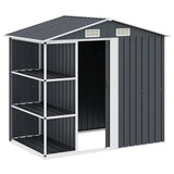 Garden Shed with Rack Anthracite 205x130x183 cm Iron 47106