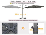 3 x 3 Cantilever Parasol with Cross Base, Garden Umbrella with 360&deg Rotation, Crank Handle and T3398P325264