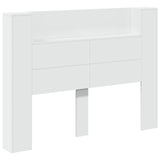 Storage Headboard with LED White Engineered Wood 3418673