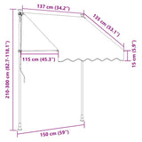 Manual Retractable Awning 150 cm Cream 143693