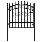 Fence Gate KAMPEN with Spear Top Black 103x100 cm Steel 151090