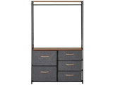Chest of Drawers with Coat rack Steel Frame 5 Drawers Bedroom Hallway Home Furniture Black Brown T3398P343295