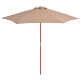 Garden Parasol with Wooden Pole 270 cm Taupe 44516