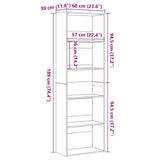 Bookcase Black Oak 60x30x189 cm Engineered Wood 862457