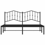 Metal Bed Frame without Mattress with Headboard Black 183x213cm 373794