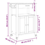 Kitchen Trolley MONZA 60x40x88.5 cm Solid Wood Pine 376098