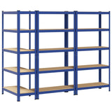5-Layer Storage Shelves 3 pcs Blue Steel&Engineered Wood 3307592