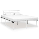 Bed Frame White Powder-coated metal, plywood 140x200 cm Durable 324830