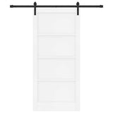Sliding Door White and Black 93 x 202 cm Solid Pine Wood 3333179