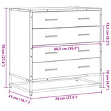 Drawer Cabinet Smoked Oak 70x41x70 cm Engineered Wood 849081