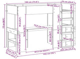 Loft Bed Frame with Desk with Storage Grey Sonoma 75 x 190 cm 3410432