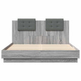 Bed Frame with LED without Mattress Grey Sonoma 150x200 cm King Size 3210008