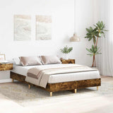 Bed Frame No Mattress Smoked Oak 140x190 cm Engineered Wood 861061